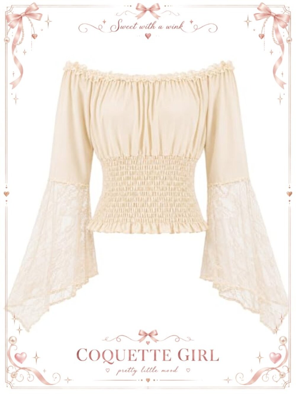 Lace Bell Sleeve Off Shoulder Renaissance Blouse